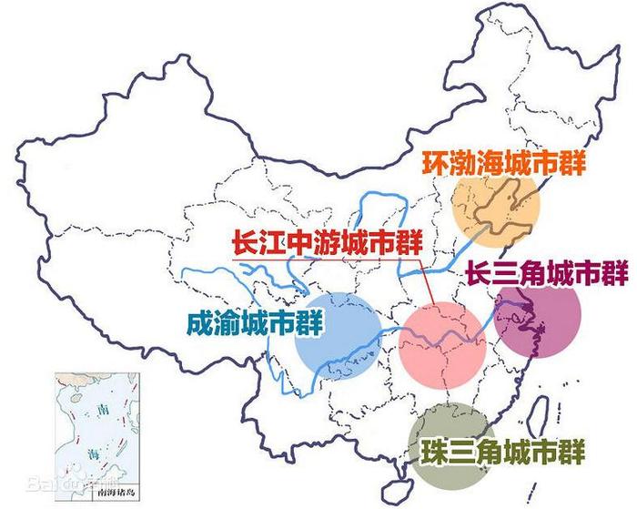 长江中游城市群区域位置示意图　B2B电子商务网站大全配图